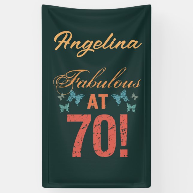Custom 70th Birthday Fabulous Banner (Vertical)