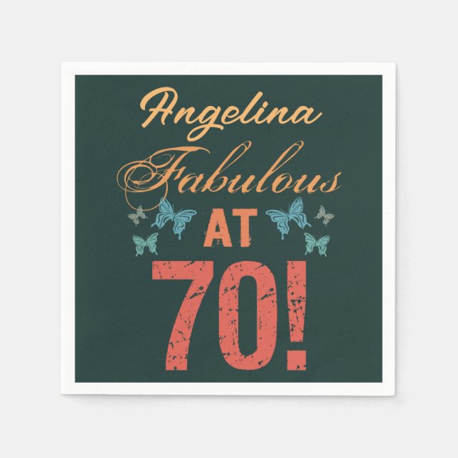 Custom 70th Birthday Fabulous Napkin (Front)