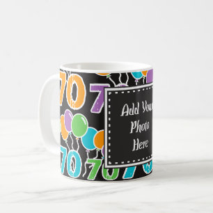 Custom 70th Birthday Photo Colourful Mug