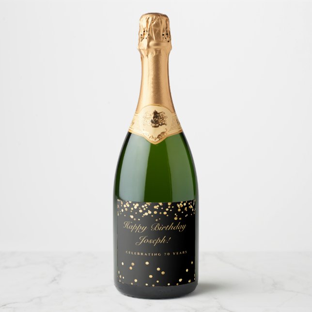 Custom 70th Birthday Sparkling Wine Label (Front)