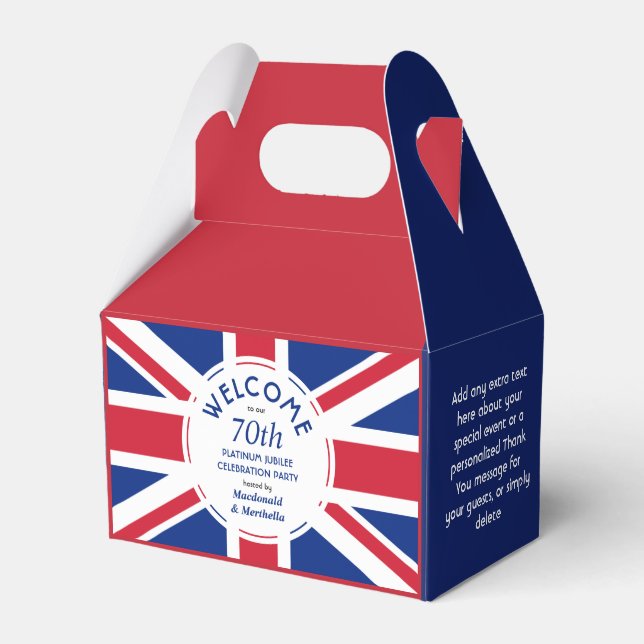 Custom 70th Platinum Jubilee UNION JACK Favour Box (Front Side)