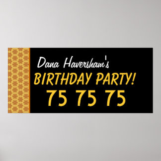 Custom 75th Birthday or Any Year Gold Stars Poster