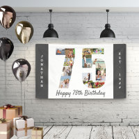 Custom 75th Birthday Party Neutral Photo Collage
