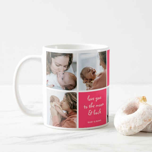 Custom 7 Photo Best Mum Ever Mug (With Donut)