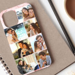 Custom 7 Photo Collage Pink Marble<br><div class="desc">Modern photo collage iPhone case with pink marble background,  which you can personalise with 7 of your favourite photos. The template is set up ready for you to add your photos,  working top to bottom in rows.</div>
