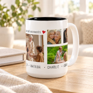 Custom 7 Photo & Text Special Moments Two-Tone Coffee Mug