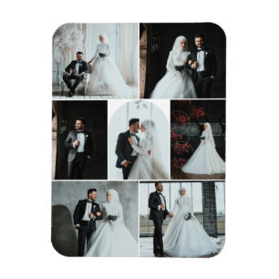 Custom 7-Photo Wedding Collage Magnet