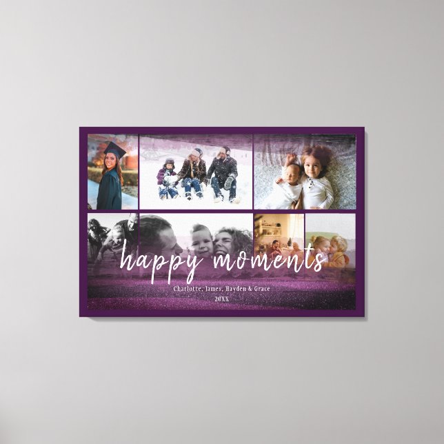 Custom 7 Photos with Burgundy Abstract  Frame Canvas Print (Front)