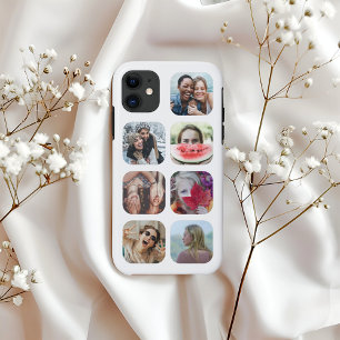 Custom 7 Square Photo Collage White Template iPhone 11 Case