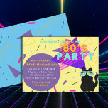 Custom 80's Retro Black Cat Throwback Party Invitation<br><div class="desc">80's Retro Party invite is perfect for any party with an 80's theme. Use the template to customise the details to fit your needs. The background colour can also easily be changed to your liking. This design features a retro throwback theme feature a cool sunglass wearing black cat.</div>