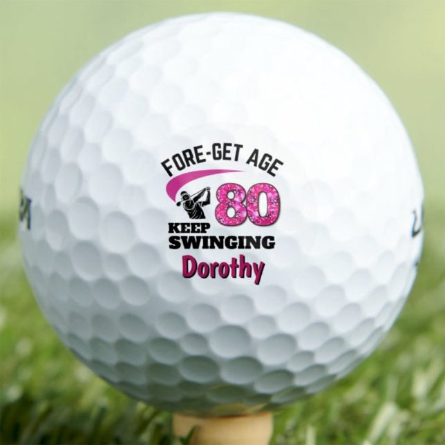 Custom 80th Birthday Gift for Sister Keep Swinging Golf Balls (Creator Uploaded)