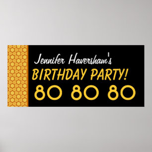 Custom 80th Birthday or Any Year Gold Stars Poster