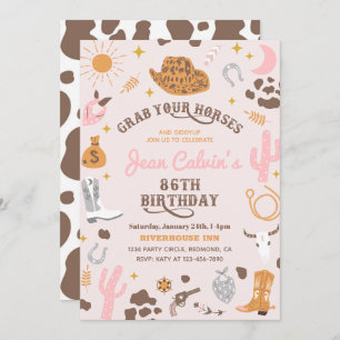 Custom 86th Cowgirl Birthday Invitation