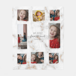 Custom 8 Eight Photo Collage Modern Elegant Family Fleece Blanket