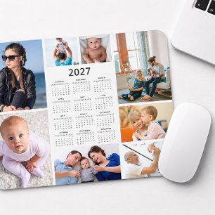 Custom 8 Photo Collage 2027 Calendar Mousepad