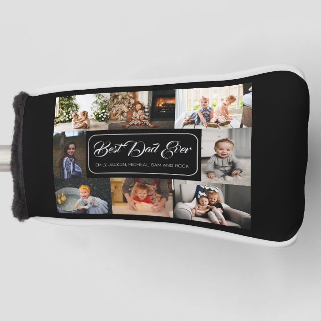 Custom 8 Photo Collage Best Dad Ever Golf Head Cover (Front)