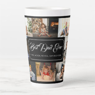 Custom 8 Photo Collage Best Dad Ever Water Bottle Latte Mug