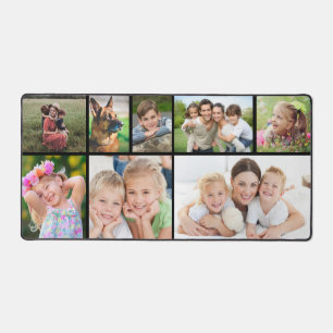 Custom 8 Photo Collage Black Desk Mat