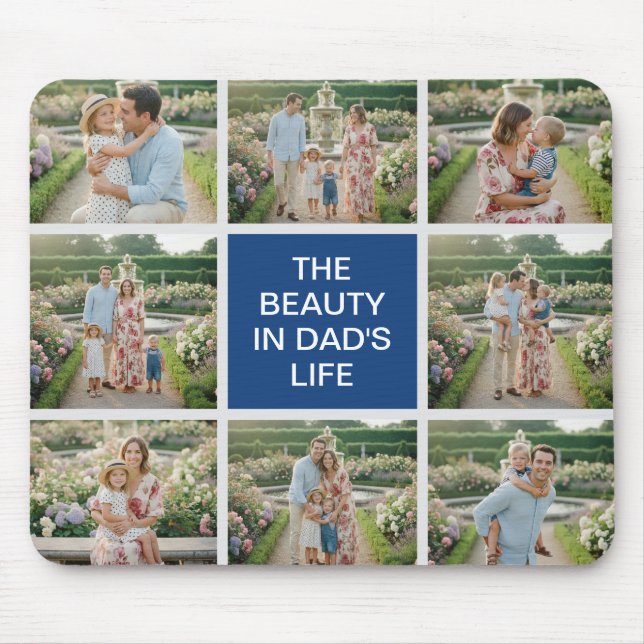 Custom 8 Photo Collage - Personalised Dad Gift Mouse Mat (Front)
