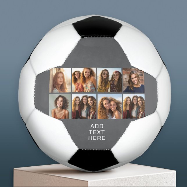 Custom 8 Photo Collage with Square Photos Football (Custom Soccer Ball)