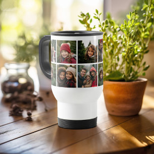 Custom 8 Photo Collage with Square Photos Travel Mug