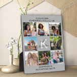 Custom 8 Photo Grid Collage and Quote Graduate Plaque<br><div class="desc">Chic photo plaque is an easy to display graduation gift.The photo template is set up for you to add 8 of your favourite photos of your study years. Your photos are displayed in square / instagram format in a simple grid style photo collage. This monogrammed design is further personalised with...</div>