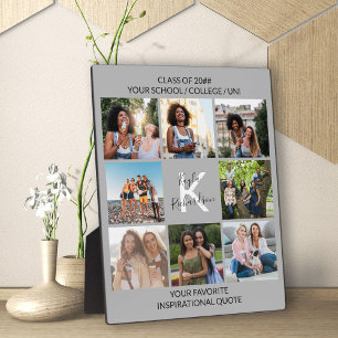 Custom 8 Photo Grid Collage and Quote Graduate Plaque