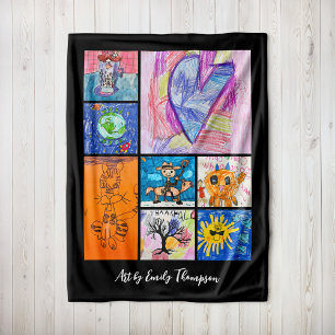 Custom 8 Photo Kids' Art Keepsake Fleece Blanket