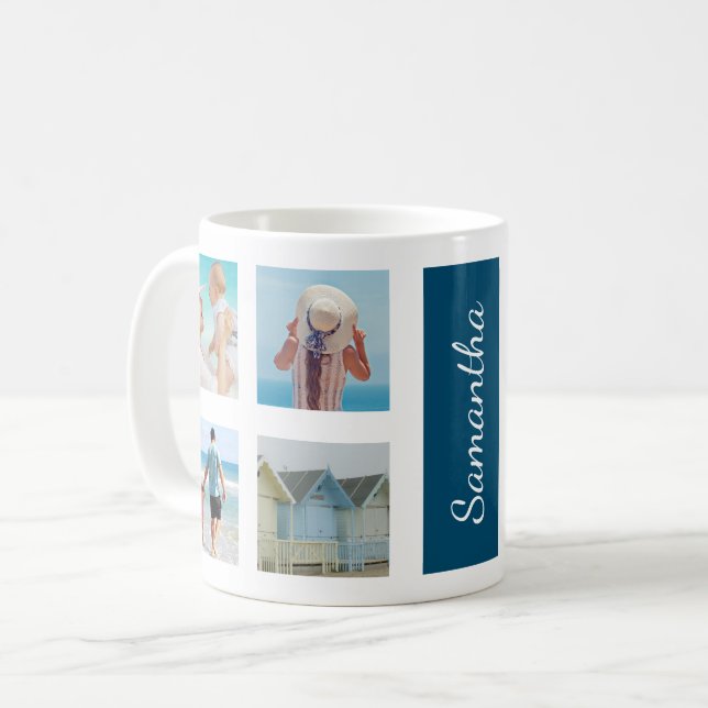Custom 8 Photo Squares Collage Personalised Coffee Mug (Front Left)