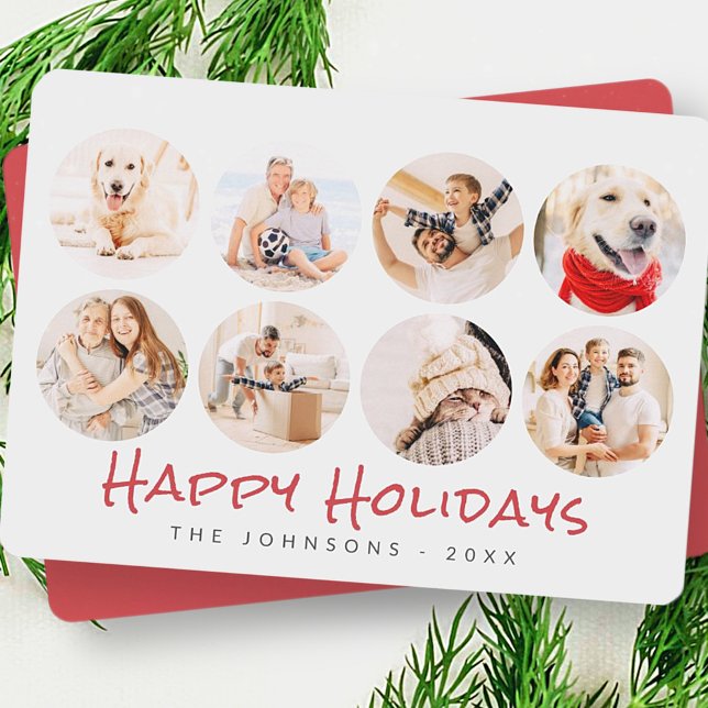 Custom 8 Photos Modern Family & Pet Memories Holid Holiday Card (Creator Uploaded)