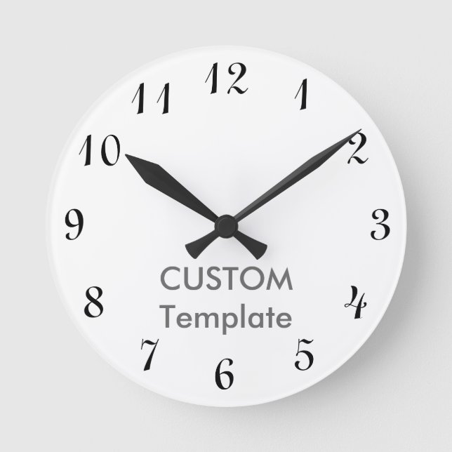 Custom 8" ROUND Wall Clock TYPO UPRIGHT (Front)
