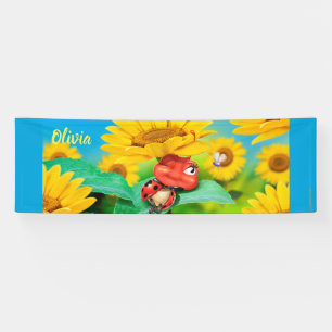 Custom 8' x 2.5' sleepy Ladybug vinyl Banner