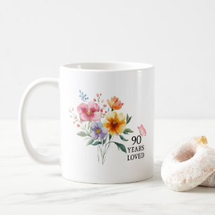 Custom 90 Years Loved 90th Birthday Gift Ideas Mum Coffee Mug