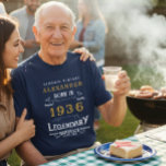 Custom 90th Birthday T-Shirt - Born in 1936 Legend<br><div class="desc">Looking for the perfect gift for a 90th birthday celebration? This classic vintage design features the iconic phrase "Legendary, Born In ... .". Simply change the year to 1936 (or any other year) and customise the name (like 'Alexander') for a truly special present. It's an excellent shirt for the guest...</div>