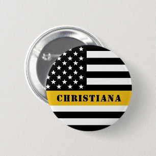 Custom 911 Dispatcher USA Flag Thin Gold Line 6 Cm Round Badge