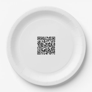 Custom 9 Inch Paper Plate with QR Code Design