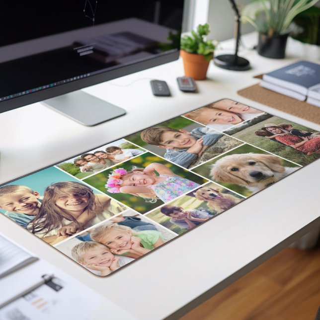 Custom 9 Photo Collage Desk Mat (Creator Uploaded)