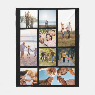 Custom 9 Photo Collage Fleece Blanket