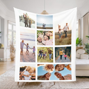 Custom 9 Photo Collage Fleece Blanket