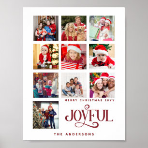 Custom 9 Photo Collage Merry Christmas Poster