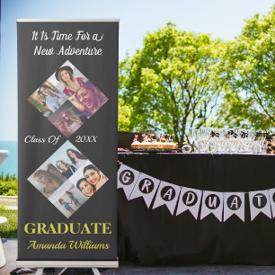 Custom 9 Photo Collage Name Class Year With Quote Retractable Banner