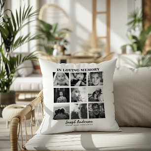 Custom 9 Photo In Loving Memory Memorial Cushion