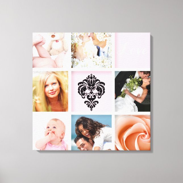 custom 9-Photo On Canvas, White Frame Template Canvas Print (Front)