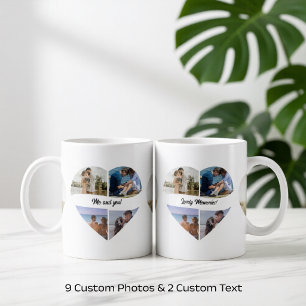 Custom 9 Photos in Heart  - Anniversary Gift - Mug