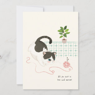 [Custom] A Cat's Day - All you Knit is Love Thank You Card