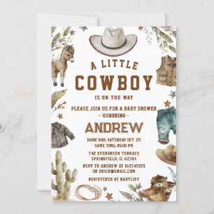 Custom A Little Cowboy Baby Shower Invitation