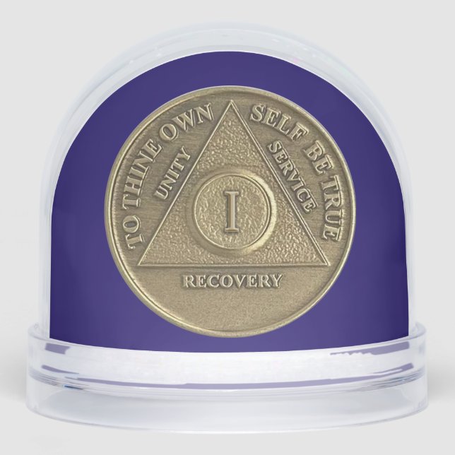 CUSTOM A Miracle Happened and 1 Year Sober AA Coin Snowglobe (Front)