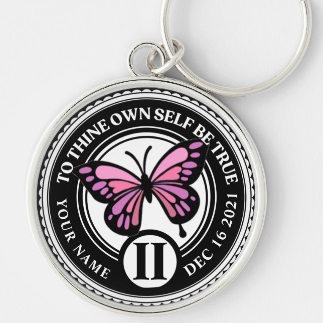 Custom AA NA Butterfly Recovery Anniversary Coin  Key Ring (Front)