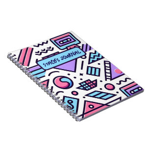 Custom Abstract 90's Aesthetic Casette Squiggles Notebook