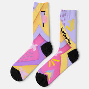 Custom abstract art pink girl socks